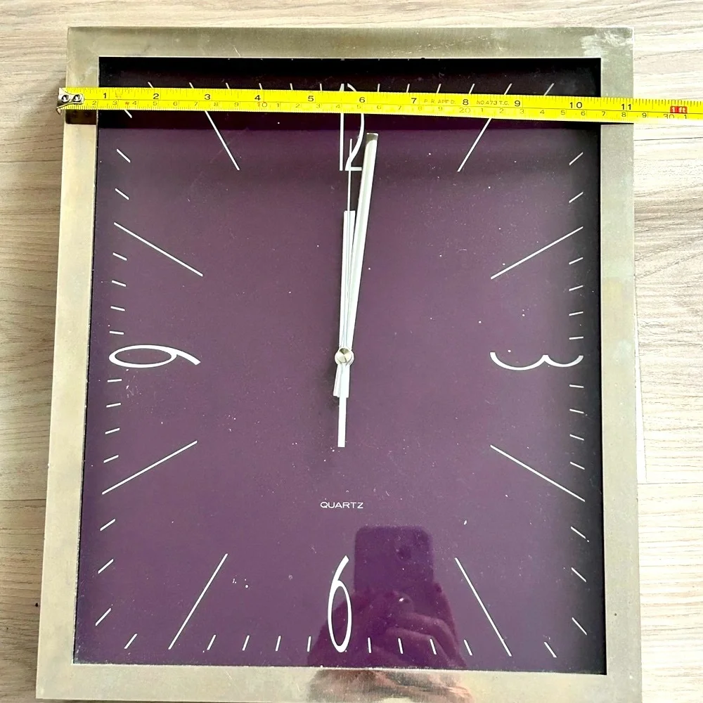 Wall Clock/Freestanding Silver Purple Retro Vintage